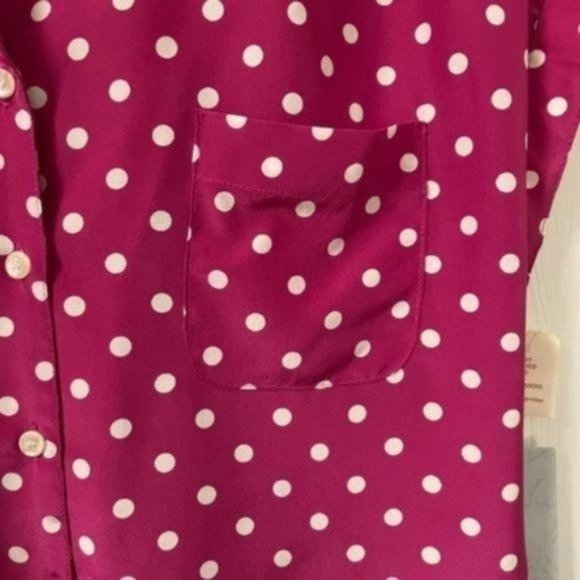 PRICE FIRM Vintage Deadstock Pink Polka Dot Blouse | Size 12, will fit M/L. - Picture 4 of 7